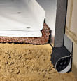 Pine Mountain installation of SilverGlo™ insulation with our crawl space pipe, drainage matting, floor insulation, and crawl space moisture barrier.
