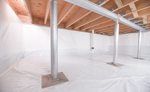 Crawl space structural support jacks installed in Concord