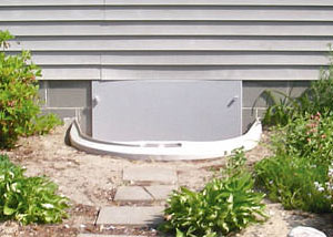 Rigid plastic crawl space access well installed in a Thomaston crawl space