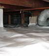 A Lizella crawl space moisture system with a low ceiling