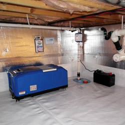 a crawl space vapor barrier and insulation system installed in a home in Thomaston